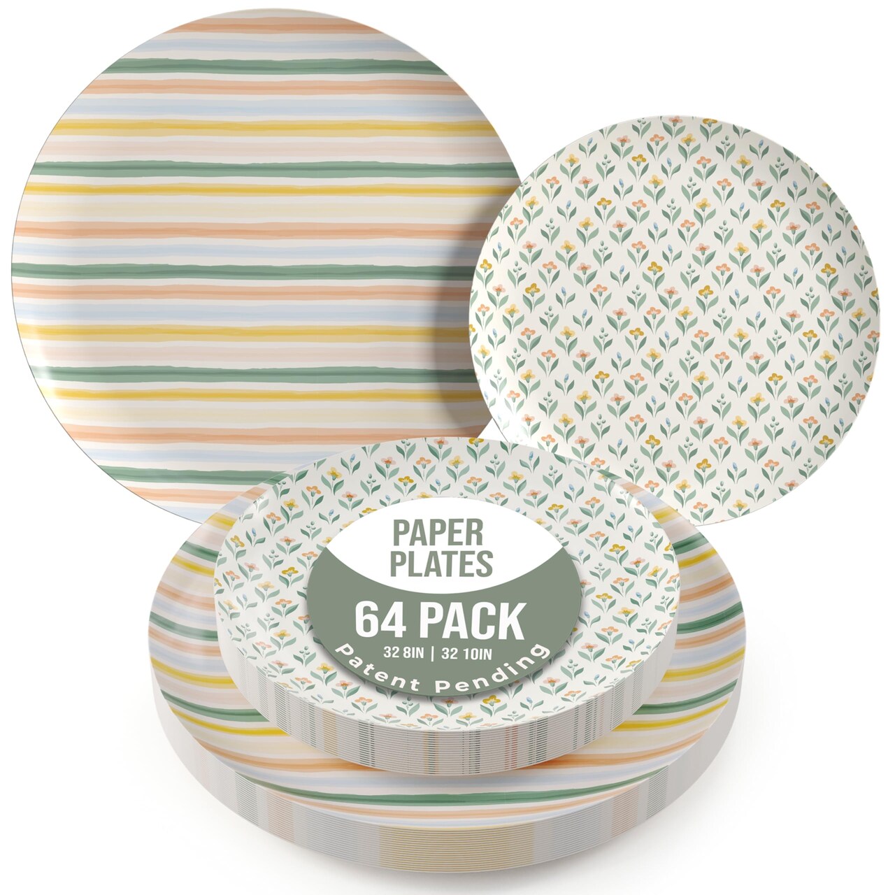 Earthtrends Heavy Duty Paper Plates for parties – Includes 8-Inch Paper Dessert Plates and 10-Inch Paper Dinner Plates – Disposable Floral Paper Plates for Parties, Weddings, Events, BBQs, Birthdays, Catering, Holidays – Elegant Tableware Set